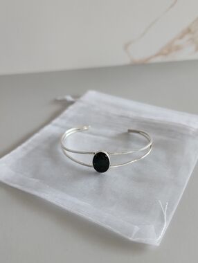 Sterling Silver Black Opal Cuff Bracelet
